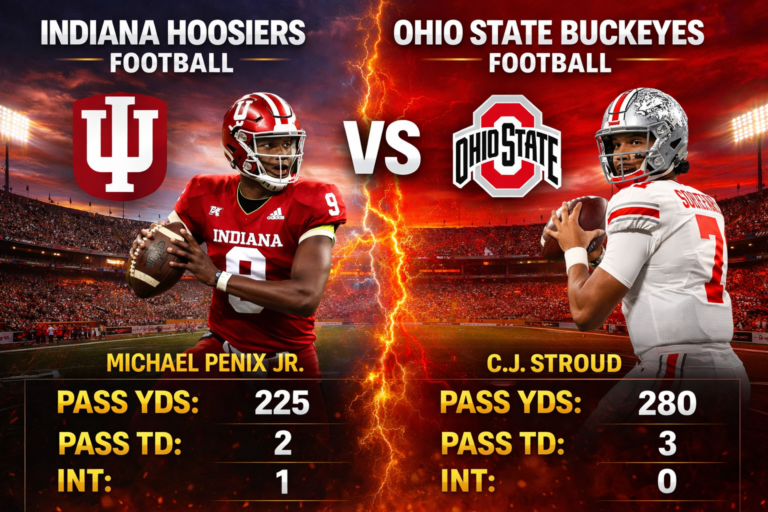 Indiana Hoosiers Football vs Ohio State Buckeyes Football Match Player Stats